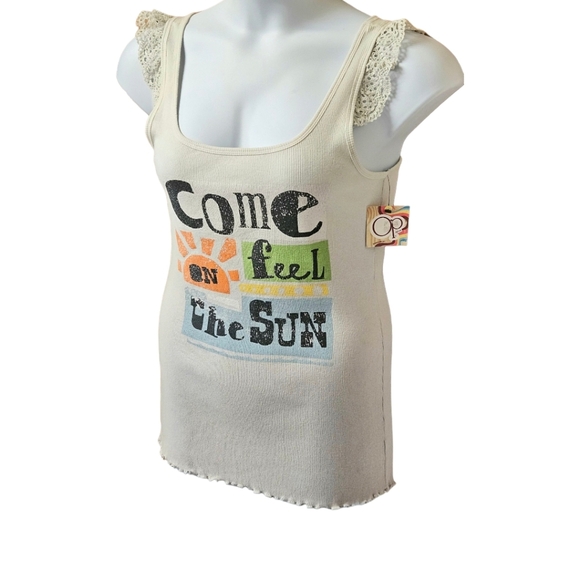 OP CREAM COLORED Ruffle Logo Tank Top Size XL - Picture 3 of 16